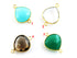 Gold Plated Faceted Heart Shape Bezel Connector, 15 mm, Multiple Colors, (BZC-9015-AQ)